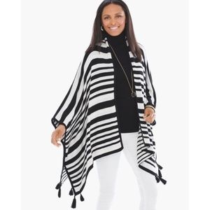 Chico's Sabrina Striped Ruana Poncho One Size